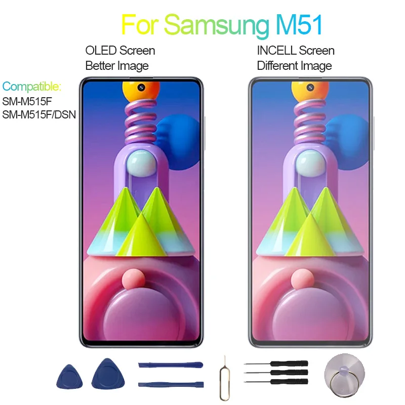 Nuovo e testato per Samsung M51 Display LCD Touch Panel Digitizer SM-M515F, SM-M515F/DSN M51 Schermo Display - Image 2