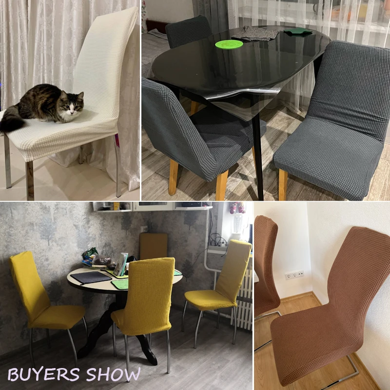 Description Picture 3 of itemJacquard Corn Kernel Fabric Chair Cover Universal Size Cheap Chair Covers Stretch Seat Slipcovers for Dining Room Home Decor 1PC