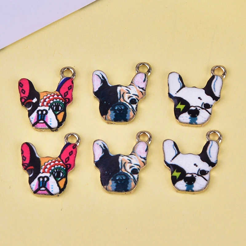 

10pcs 17x20mm New Cute Dog Enamel Charms Metal Gold Pendants Handmade Craft Charms for DIY Jewelry Making