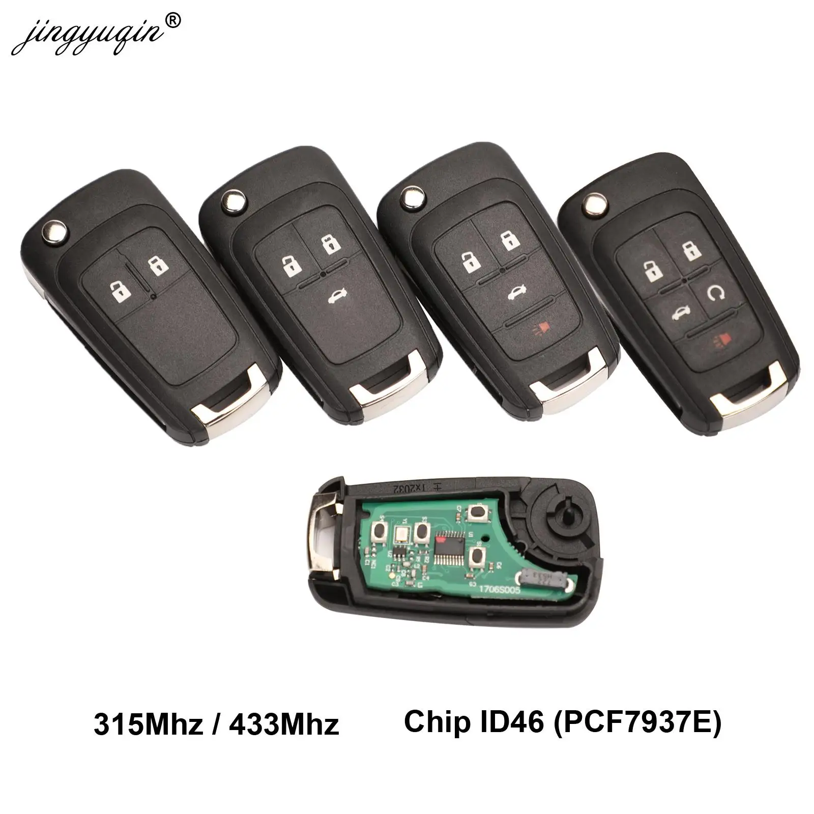 Jingyuqin 2/3/4/5 boutons voiture clé à distance bricolage pour OPEL/VAUXHALL Astra J Corsa E Insignia Zafira C 2009-2016 315 / 433MHz PCF7937E