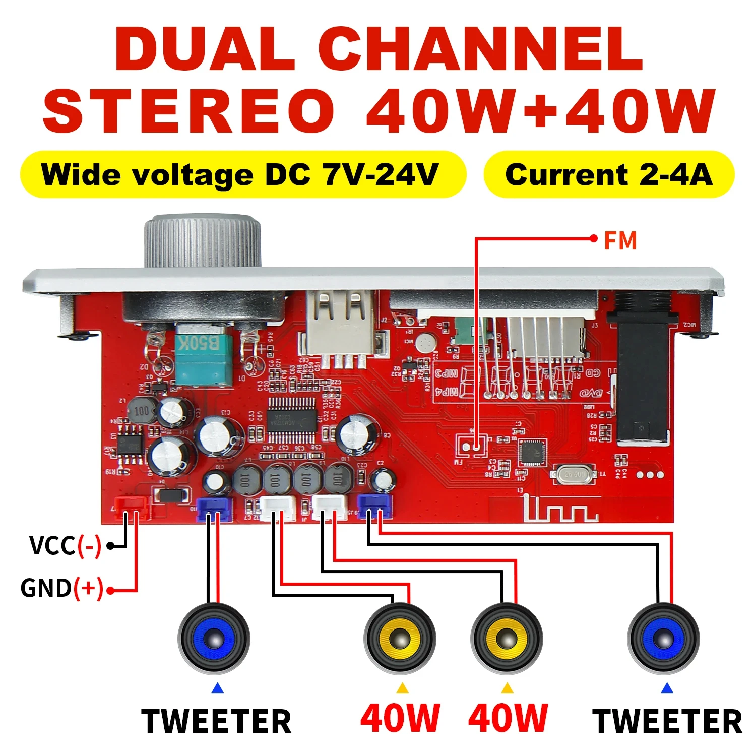 12V-24V 80W Amplifier Bluetooth MP3 WMA APE Decoder Board Handsfree Car Audio Microphone USB TF FM Radio DIY Mp3 Music Player