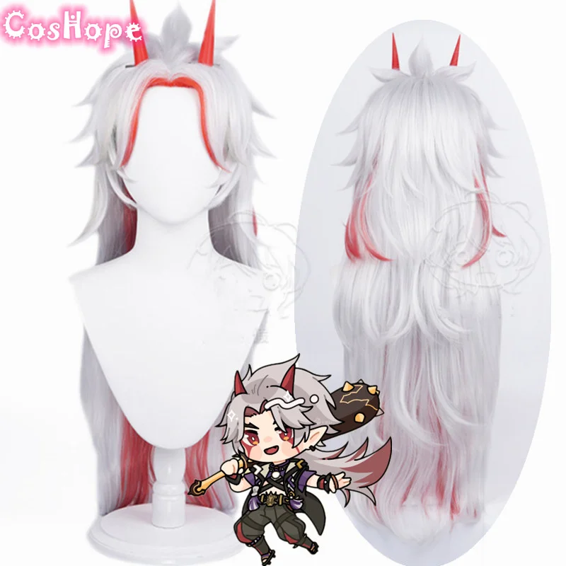 

Genshin Impact Arataki Itto Cosplay Wig 80cm Silver Red Wig Cosplay Anime Cosplay Wig Heat Resistant Synthetic Wigs Chrismas Wig