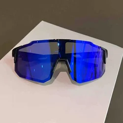 Enhanced UV Protection Outdoor Sports Sunglasses: Large Frame Windproof Shades (Black Blue)