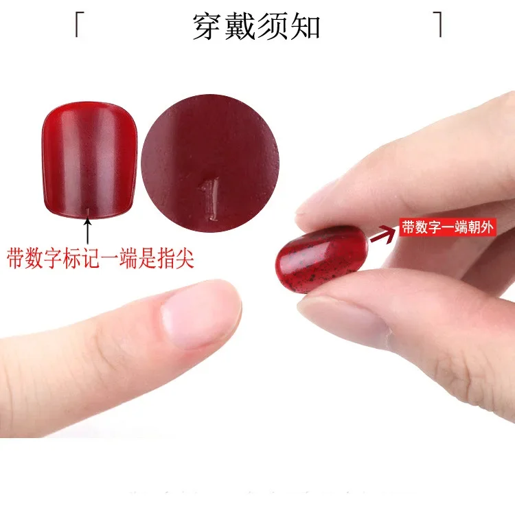 Fake Nails 24Pcs/Box Frozen Watermelon Women Girls Nail Art Fake Nails Handmade Coffin Cute Kawaii Press-On Nails