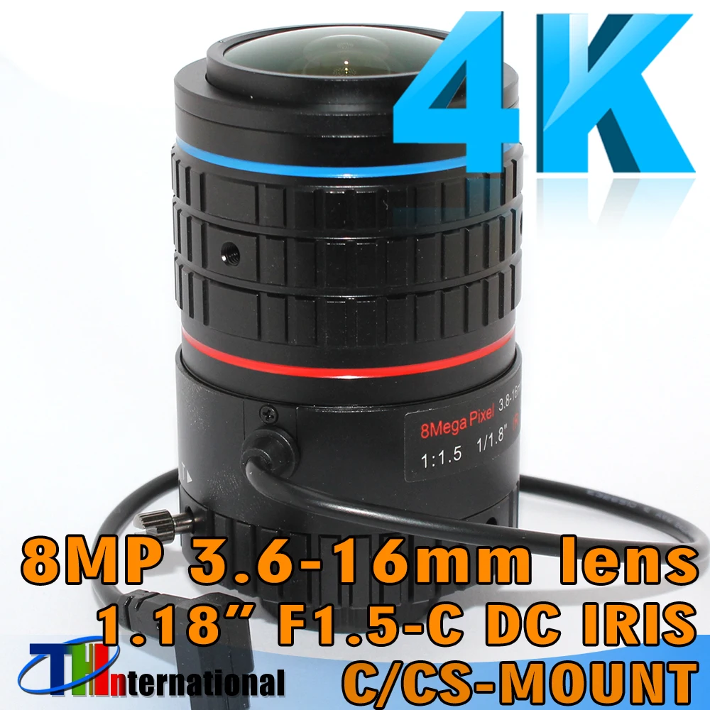 8MP Varifocal lens 3.8-16mm CS Mount DC IRIS 1/1.8 inch 4K Lens For SONY IMX185/226/178 Face Recognition Box Camera/4K Camera