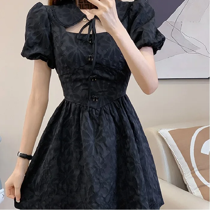 

Short Sleeved Black Dress for Women Summer 2024 New Dresses Party Elegant Fashion Female Beautiful Young Outfit Mini Dressess