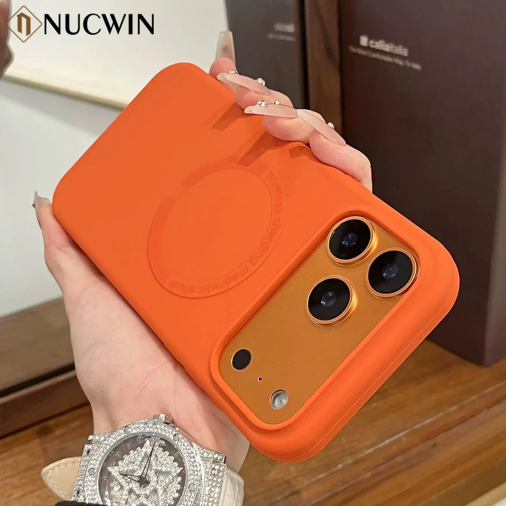 Vibrant Orange Liquid Silicone Magnetic Shockproof Case - Magsafe Compatible