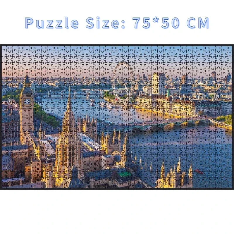75*50cm Adult 1000Pcs Paper Jigsaw Puzzle London View Construction Stress Relief Entertainment Toys High Quality Christmas Gift 3