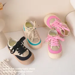Children Canvas Shoes Girl's Candy Color Patchwork Low Top Canvas Shoes Boy's Breathable Soft Sole Sneakers Size 22-31