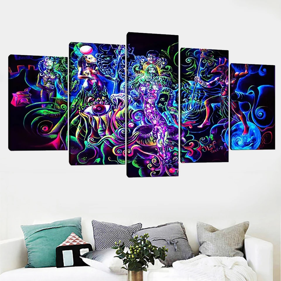 

5 Panel diy diamond painting Abstract black light psychedelic portrait embroidery full square/round drill cross stitch WE1454