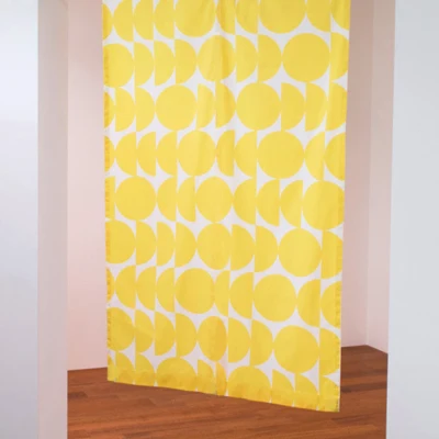 Grass Green Semicircle Abstract Half Shading Living Room Curtains Yellow Square Free Punching Paste-style Bedroom Drapes 4