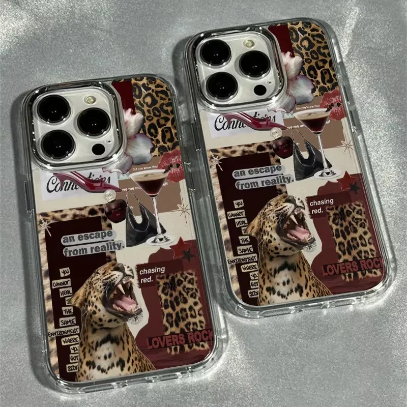 Leoparden-Lippen-Print Weiche Handyhülle für iPhone 18 17 Air 16 15 14 13 12 11 Pro Max XS XR X 16 7 8Plus 16E Stoßfeste Schutzhülle