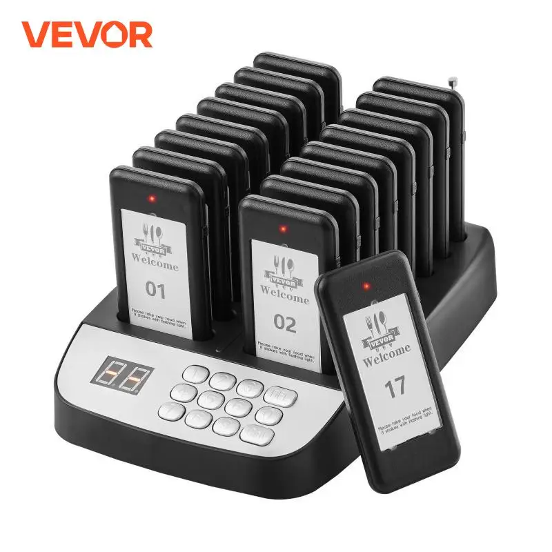 VEVOR 16pcs Restaurant Pager System Wireless 500m Long Range Lineup Waiting Queue Signal Guest Customer Calling Beepers 1
