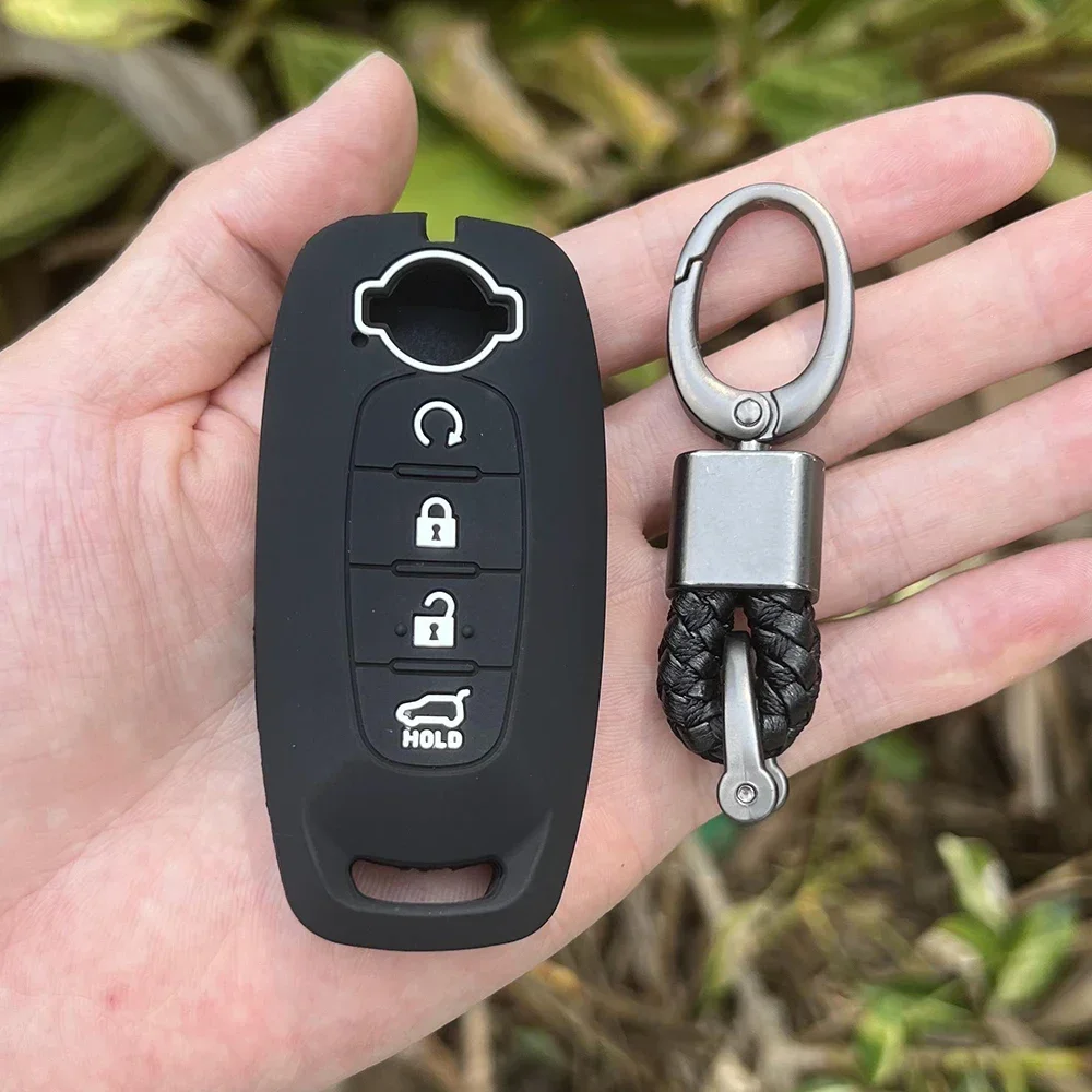 Key Case Key Case Cover 4 Button Silicone Car Key Cover for Nissan Teana X-trail T33 Altima Qashqai J12 Juke Kicks Ariya Keychain Accessories