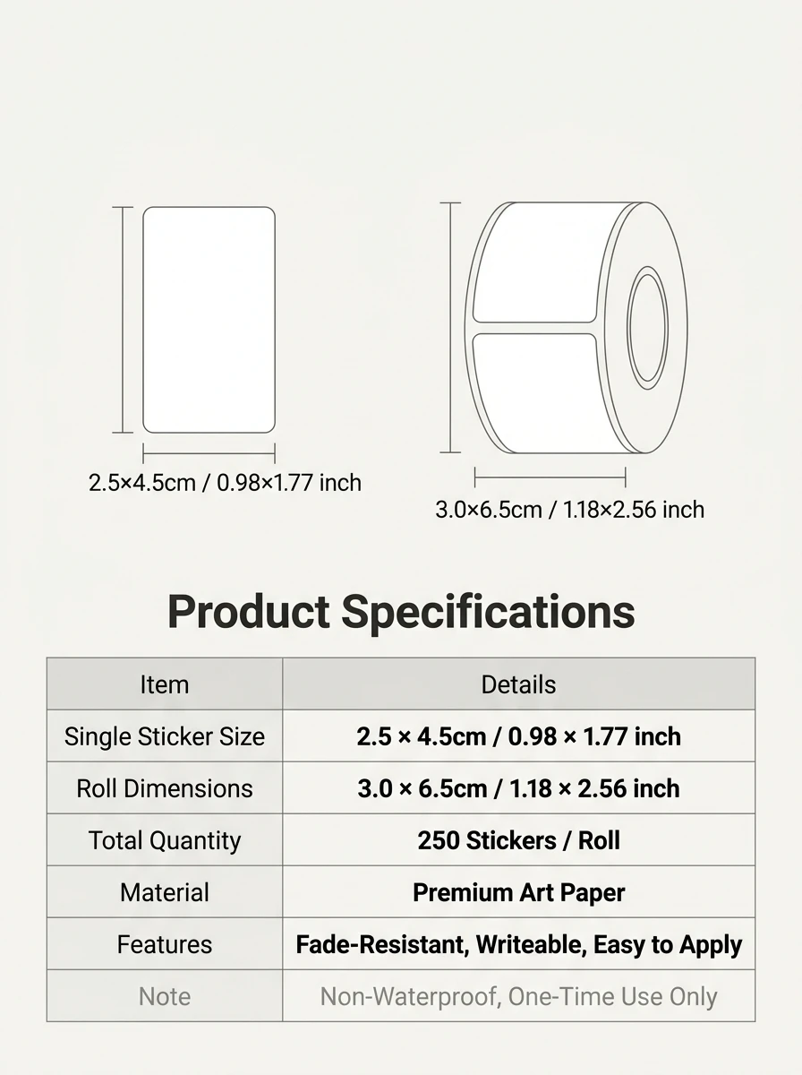 250Pcs/Roll Name Storage Books Classify Stickers,4 Designs 1.0*1.8in DlY Decor Label Perfect For Office Use Home Storage Kitchen - 2