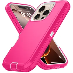 Rugged Shockproof Phone Case with Bracket and TPU Cover - iPhone 11 (Pink - White)