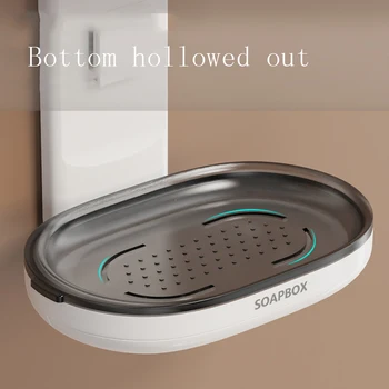 Double Layer Soap Box Toilet Soap Tray Soap Holder Multifunctional Wall Mounted Perforated Bathroom Rack Bathroom Organizer 4