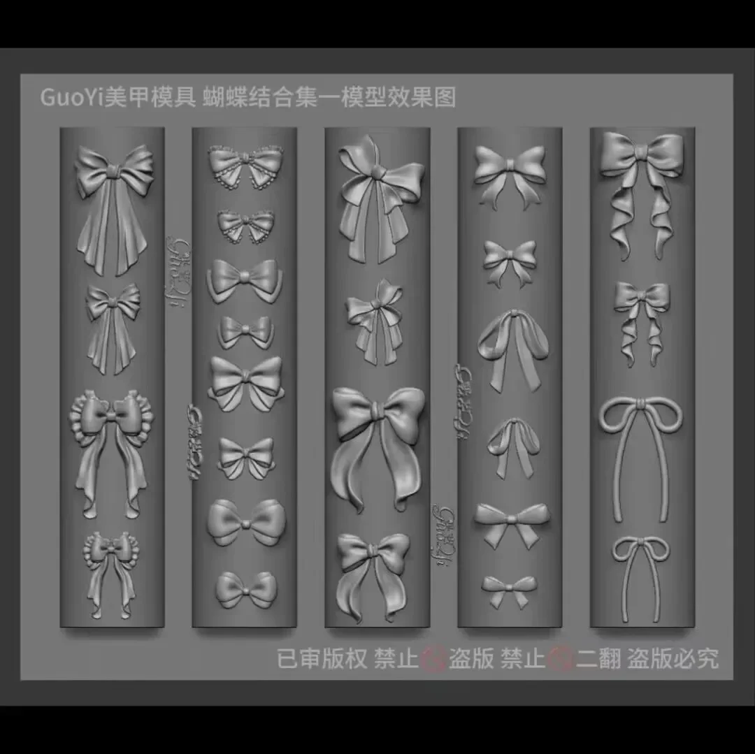 1개 레이스 체리 리본 스커트 베어 3D 아크릴 네일 몰드 네일 장식 네일 DIY 실리콘 네일 스탬핑 플레이트