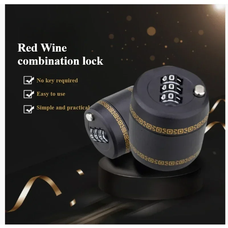 กุญแจล็อคแบบรหัสสำหรับขวดไวน์ ขวดเหล้า ฝาปิดขวดไวน์ รหัสผ่านสำหรับขวดขนาด 26 มม. ถึง 28 มม. 1