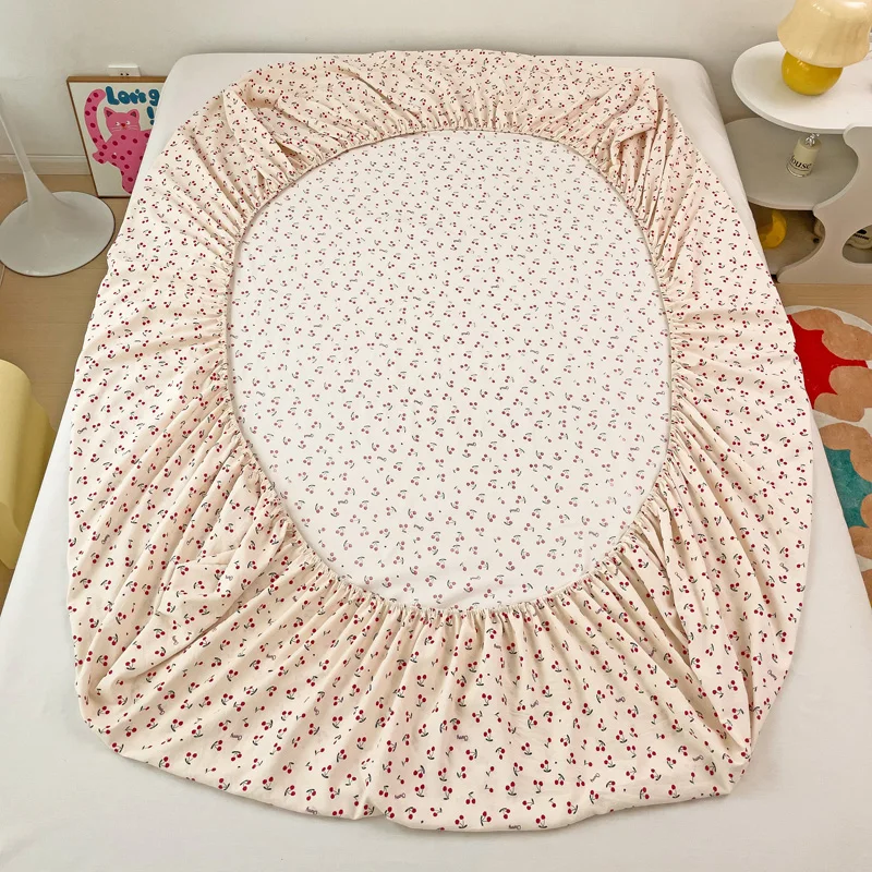 Soft Fitted Sheet with Pillowcase Simple Style Bed Cover Elastic Bedsheet Single/Queen Size Bed Linen for Home roupa de cama 5