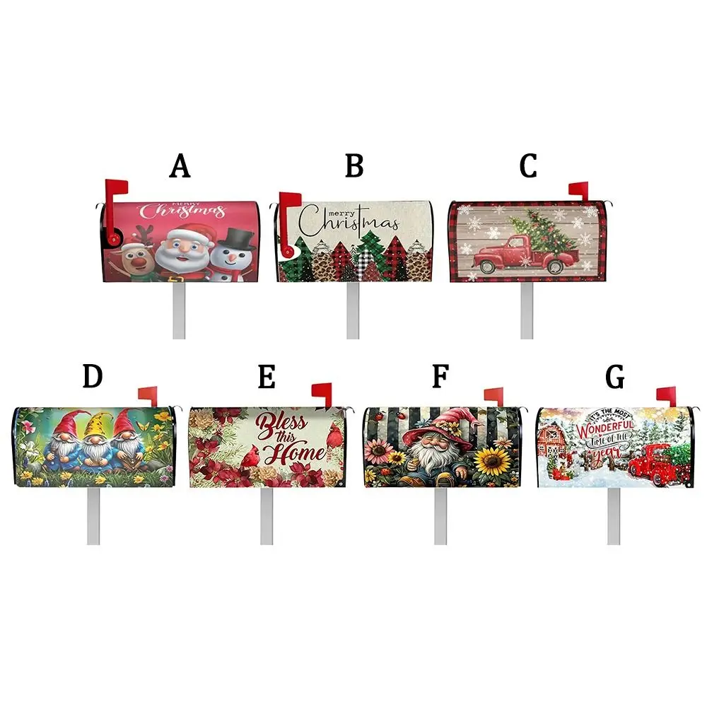 Christmas Snowman Christmas Mailbox Covers Magnetic Waterproof Letter Post Box Wraps Decor Snowy Snowflakes Winter Gnomes