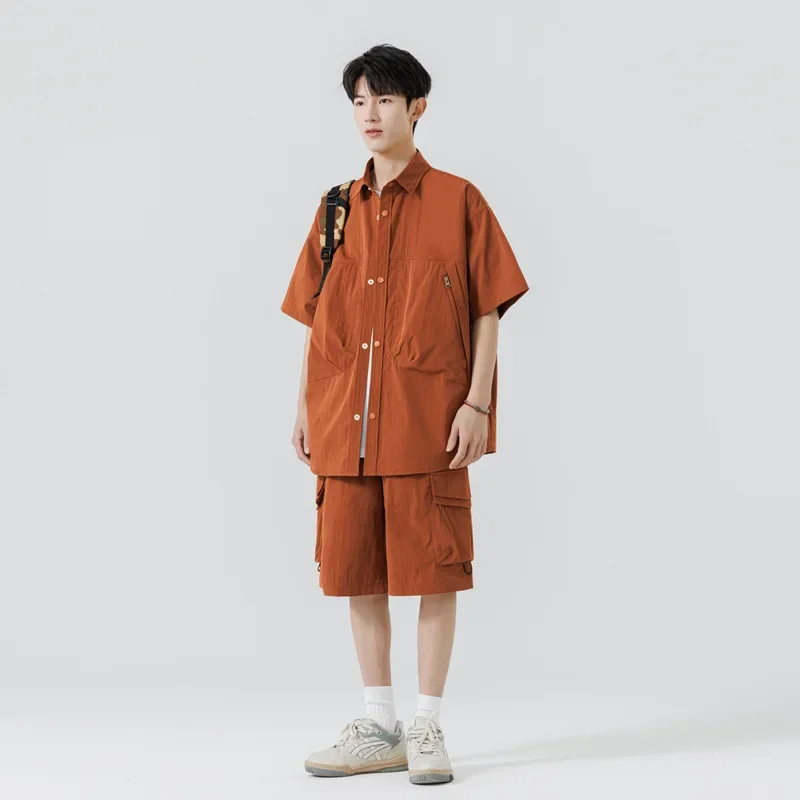 Ice Silk Quick Dry Women's Short Sleeves Basketball Uniform Men's Summer Thin Work T-Shirt Casual Sports Loose-Fit Shorts