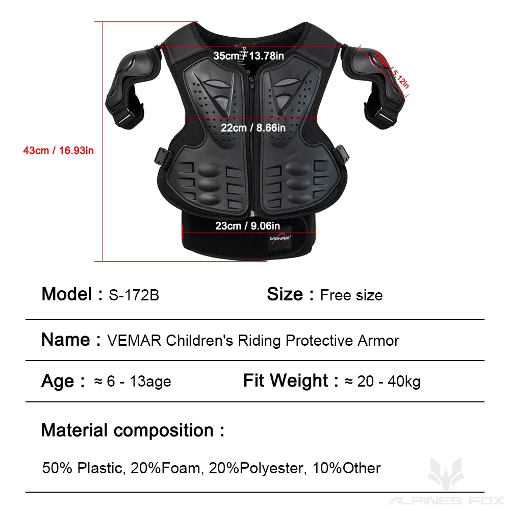 Boys Girls Full Body Skating Skiing Armor Child Kids Youth Motocross Downhill Vest Armor Jacket Chest Spine Knee Elbow Guard Pad