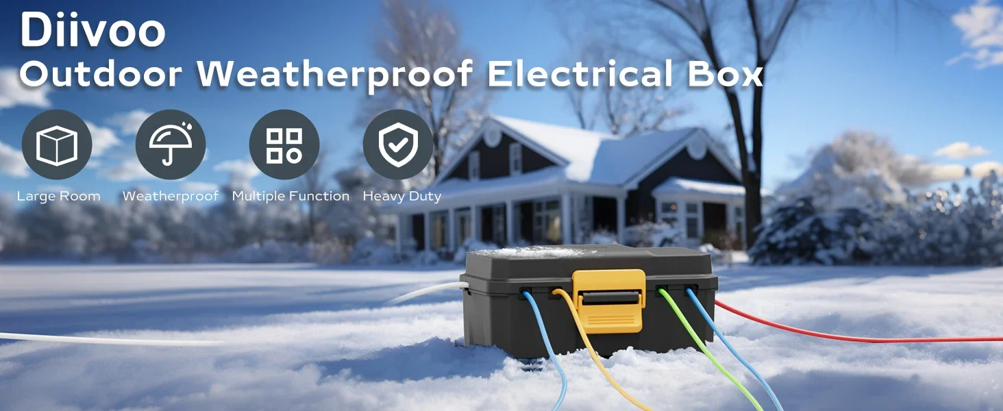 Description Picture 2 of itemDiivoo Waterproof Electrical Box Outside Cable Connection Socket Enclosure for Timers Extension Leads Holiday Garden Lawn