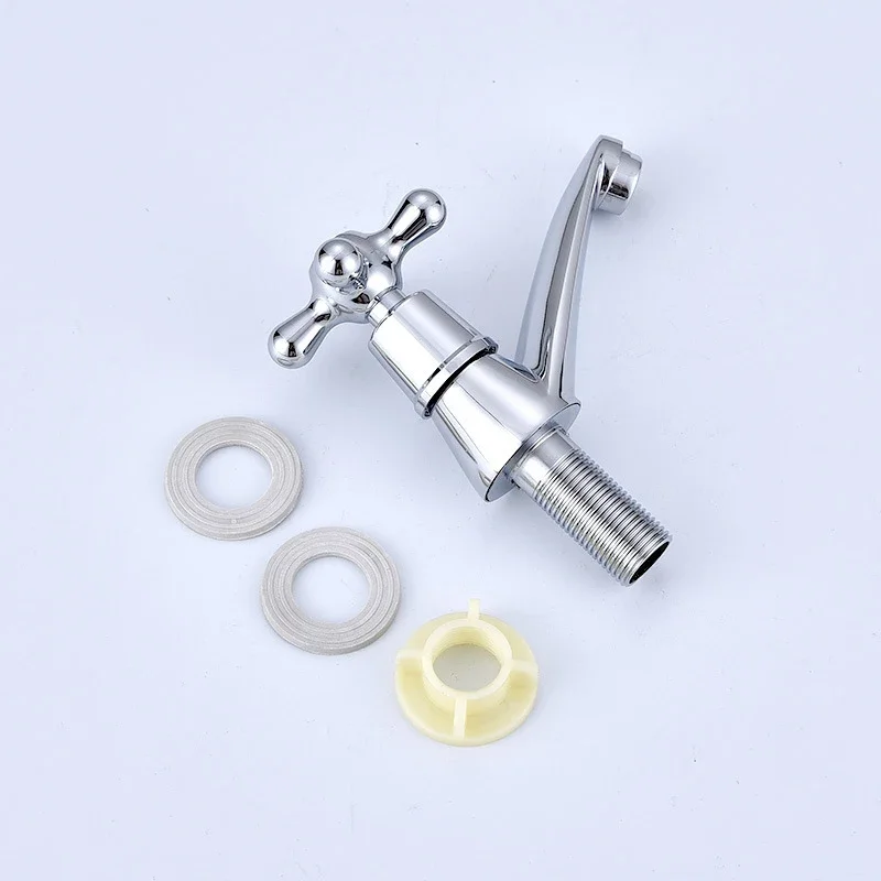 Bathroom Faucet Zinc Alloy Wash Basin Faucet Quick Open Single Cold Water Tap Cross Handle Toilet Corrosion Resistance Sink Tap 3