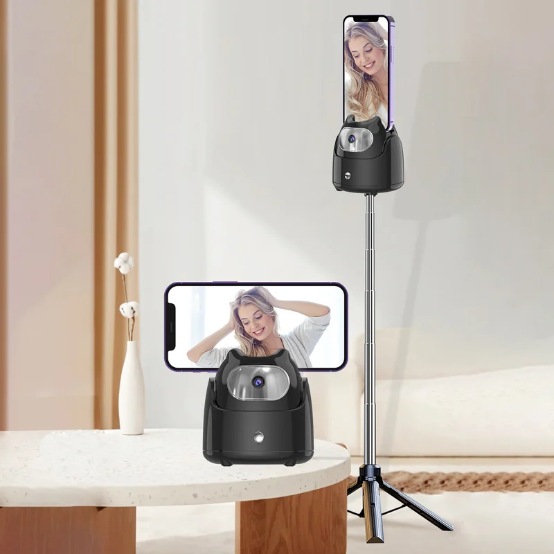 AI Auto Face Tracking Gimbal Desktop Selfie Stabilisator Für Telefon Roboter Kameramann 360 ° Rotation Keine APP Erforderlich Für Vlog Live_voghion.com