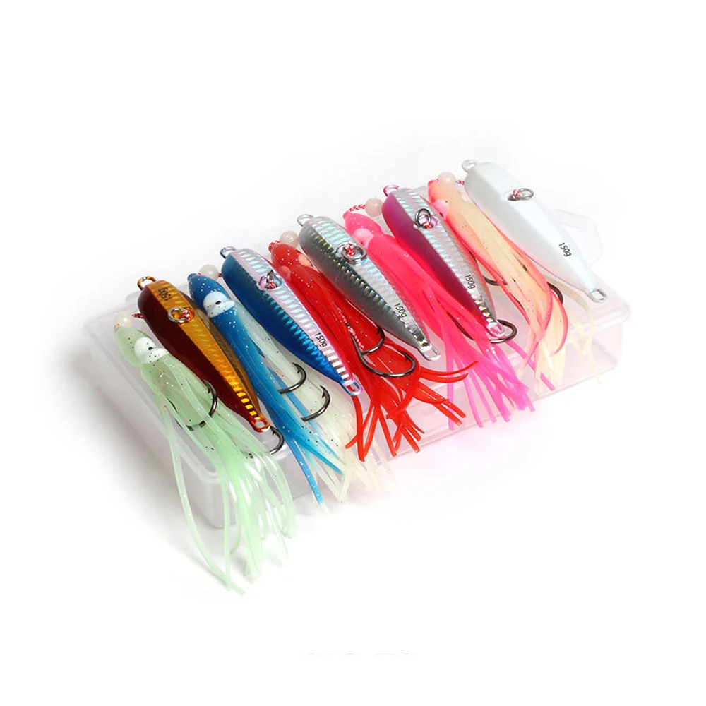 

Topline Track 40g-200g Hard Fishing Lure Lead Head Metal Slow Jig Pesca Luminous Artificial Octopus Squid Bait Fishing Accessory