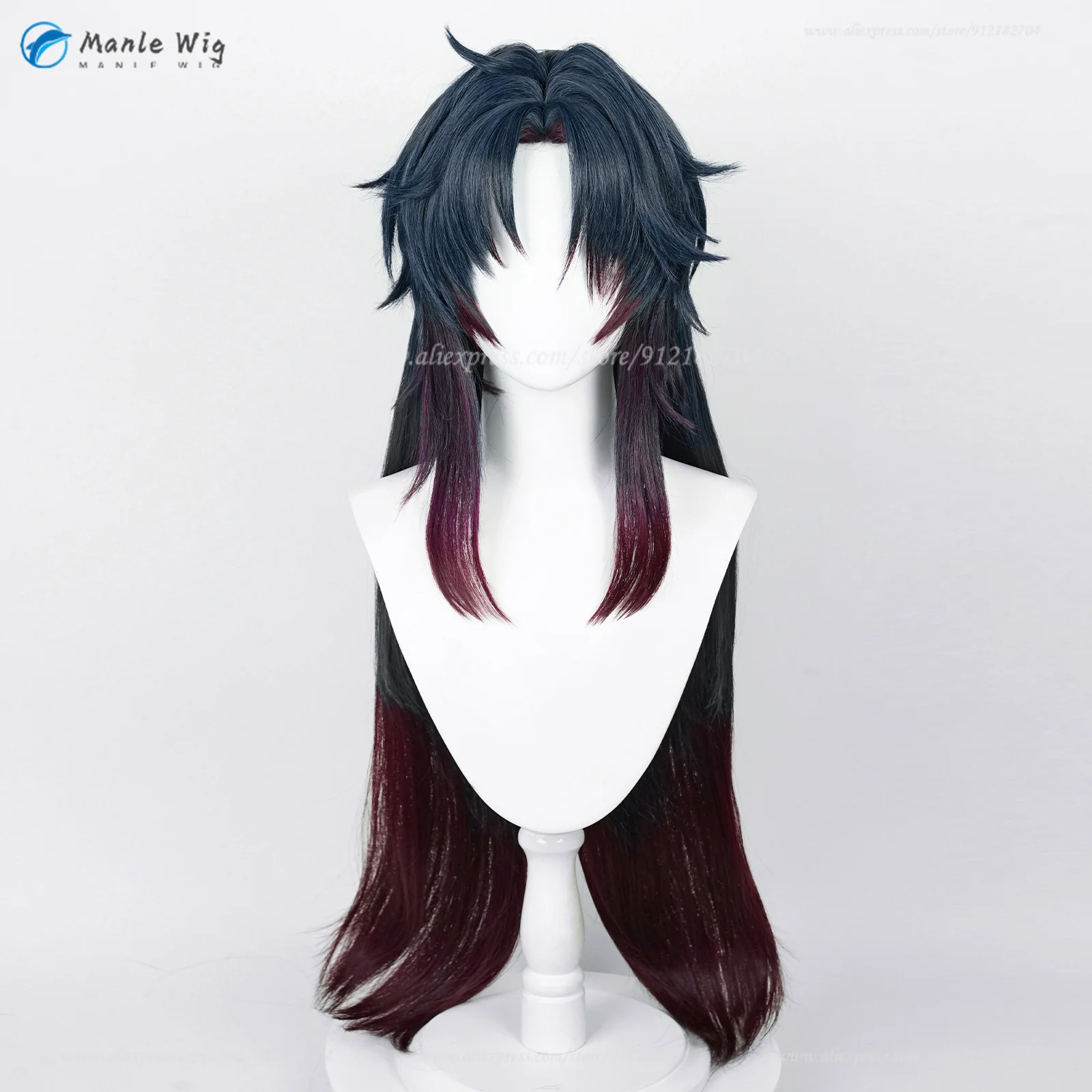 Blade Cosplay Perücke 100cm Dunkelblau Dunkelrot Heat Resistant Synthetik Anime Party 4