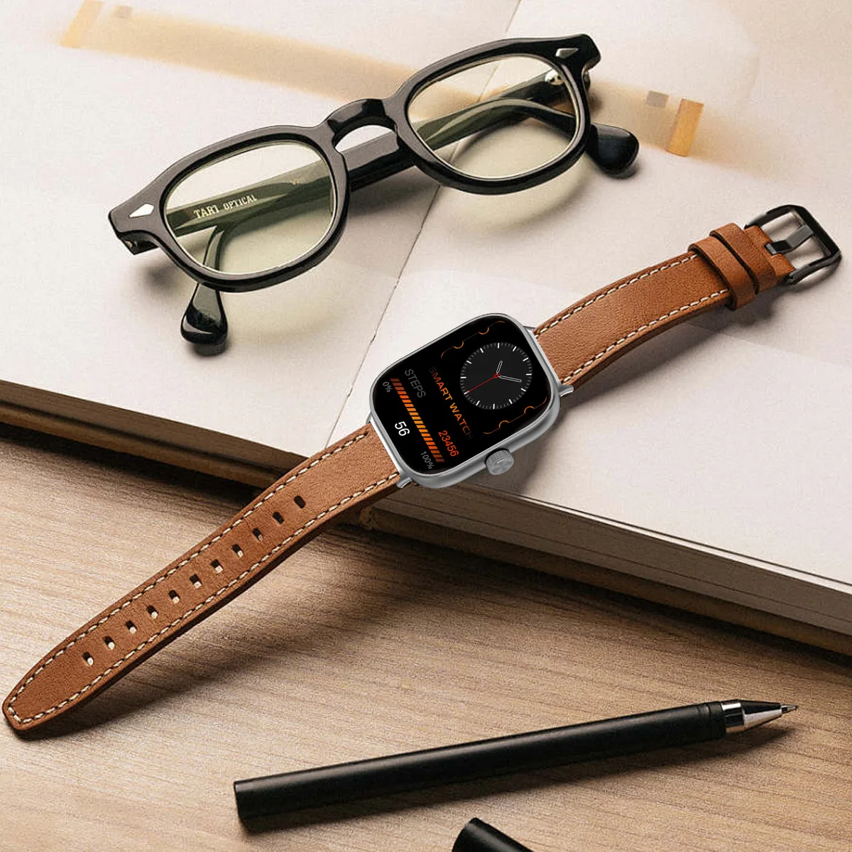 Vintage Leather Smartwatch Band - Elegant Replaceable Wristband Bracelet
