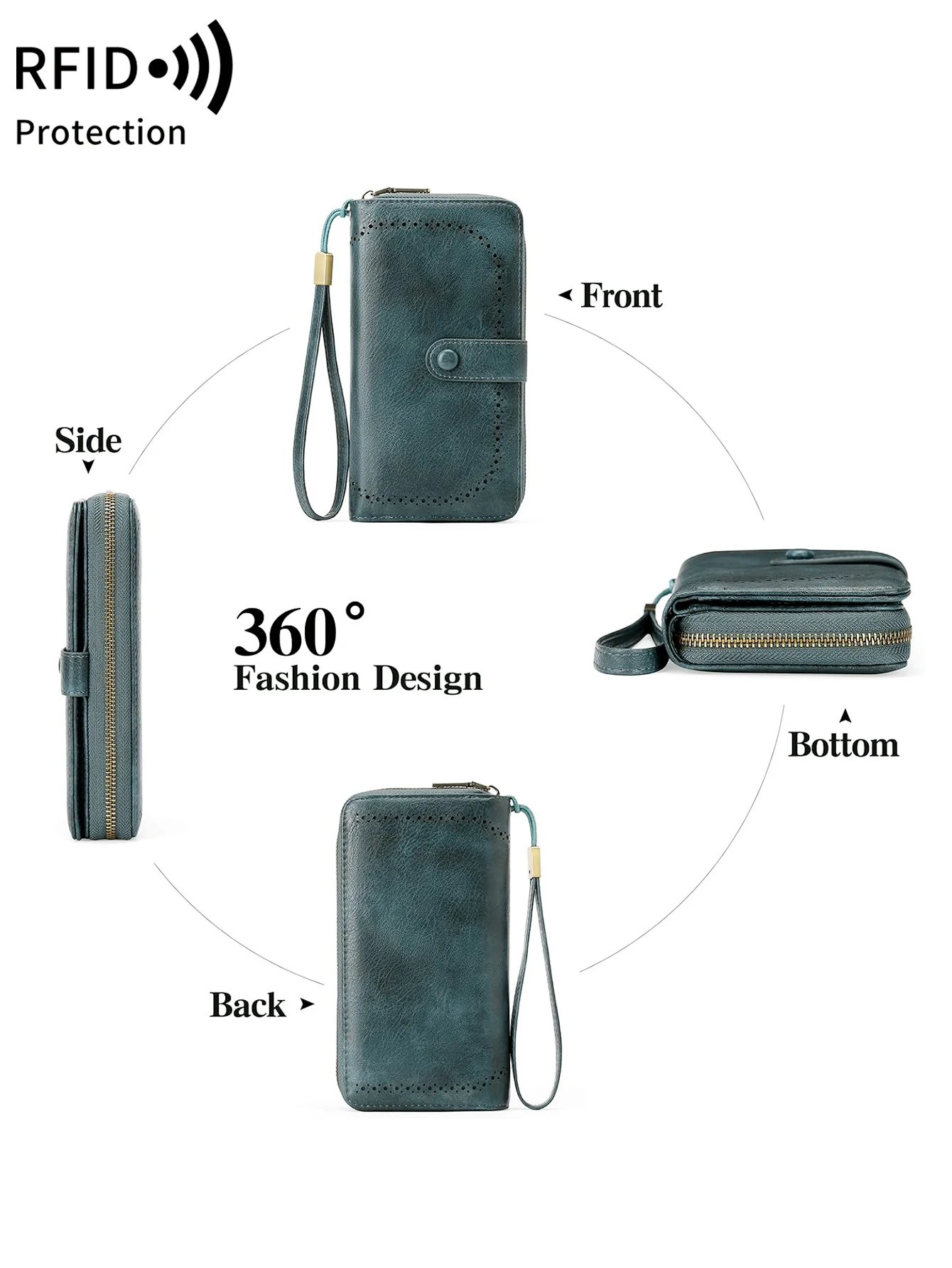 Porta carte con blocco RFIDPortafoglio piccolo in pelle pieno fiore fatto a mano: porta carte minimalista personalizzato - Italia