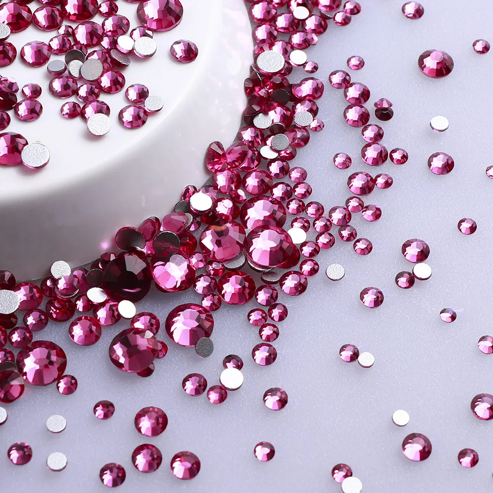 Versatile Mix Size Glitter Glass Rhinestones - Silver Bottom, Non-Hotfix, Perfect for Nail Art and Clothing Embellishment