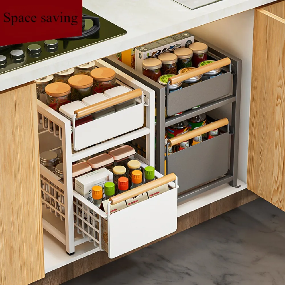 Under Sink Organizer Rack 1/2 Tier Basket Drawer Organizer Under Sink Cabinets Metal Shelf for Bathroom or Kitchen