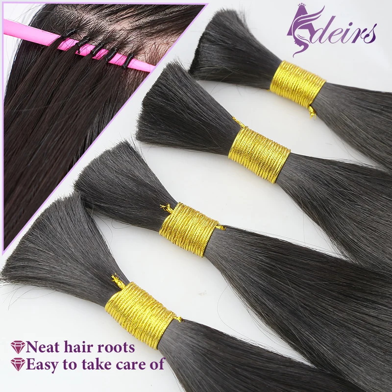 Virgin Bulk Hair Extensions Human Hair Real Natural Black Brown Blonde 613 Color Thickening of roots For salon
