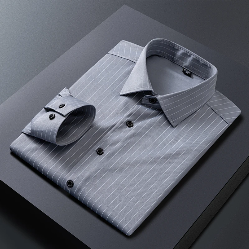 

2024 Spring Striped Shirt for Men Long Sleeved Casual Shirts High-quality Classic Business Formal Dress Shirts Men Clothing 5XL
