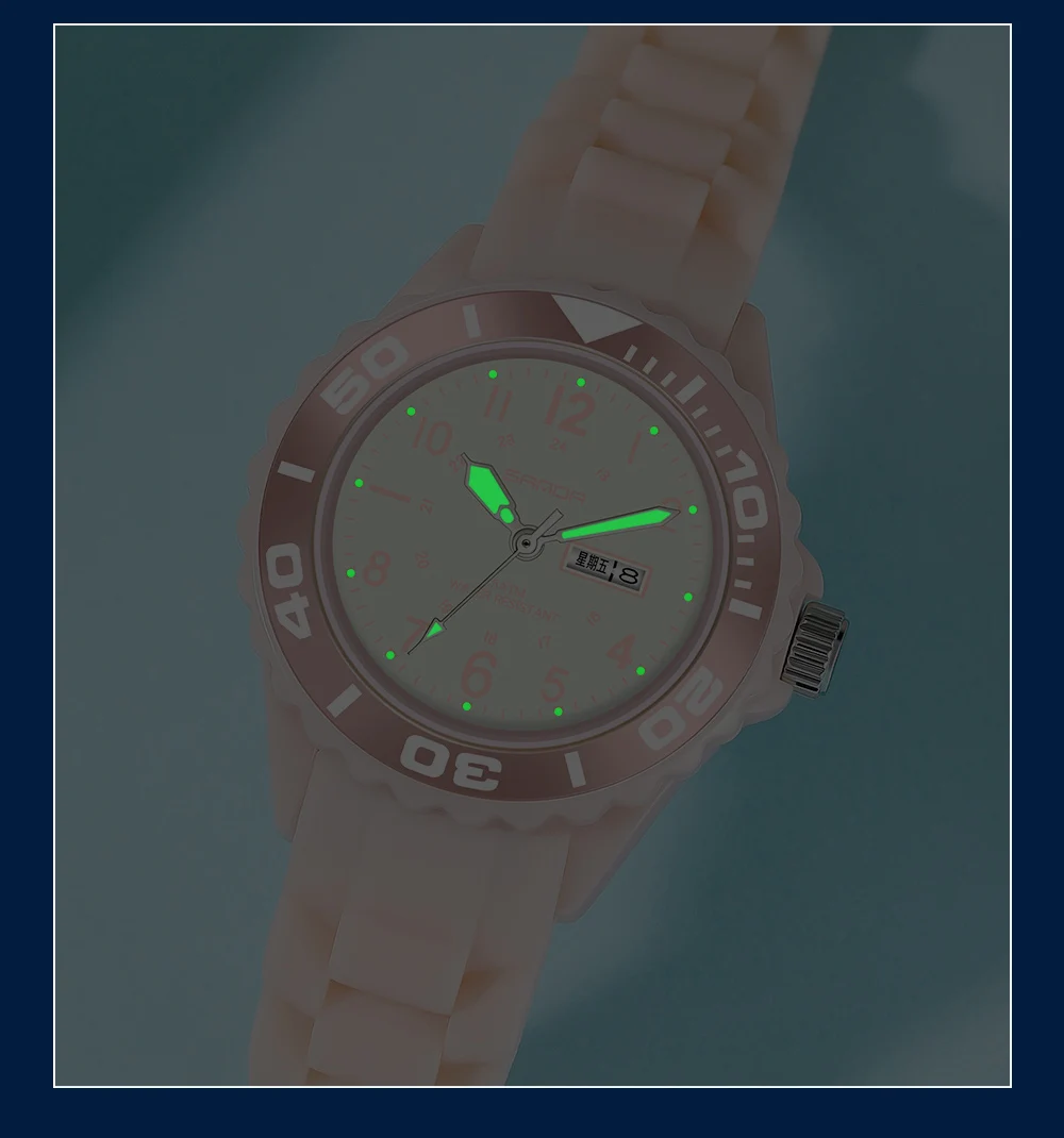 SANDA New Ladies Wrist Watches Dress Blue Watch Women Watches Silicone Strap Blue Clock Women Watch With Day Montre Femme 1053