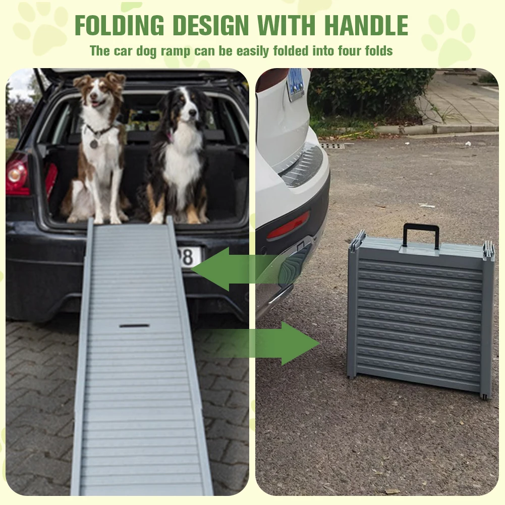 Foldable Dogs Car Steps Folding Portable Pet Stair Ramp 59x15.8 Inch Extra Wide SUV & Truck Long Ramp for Medium & Large Dogs