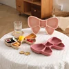 Baby Silicone Dining Plate Bowknot BPA Free Silicone Feeding Training Plate Bowl Kids Cartoon Little Bear Children Tableware 3