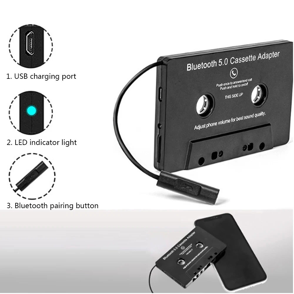 Universal Bluetooth 5.0 converter car tape converter car MP3/SBC/stereo Bluetooth audio cassette player AUX adapter
