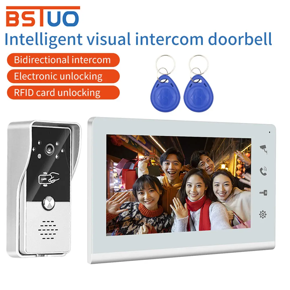 

Video Intercom 7 Inch 700TVL Touch Screen Smart Video Doorphone System Doorbell Camera Door Phone for Home Apartment Visual Bell