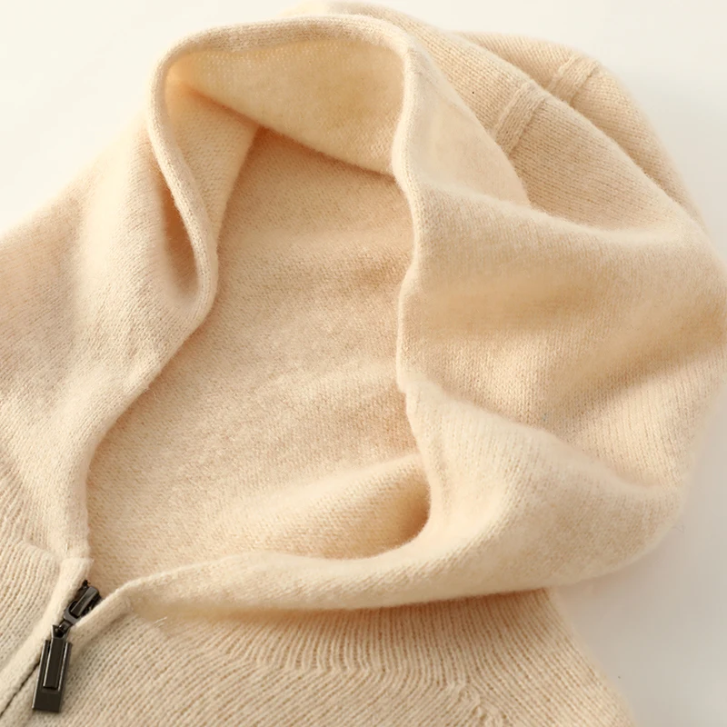 Thickened Women's Cardigan With Long Sleeves  Pockets Hood Fashionable Autumn Winter No Stitching  100% Wool Sweater Girl Tops 5