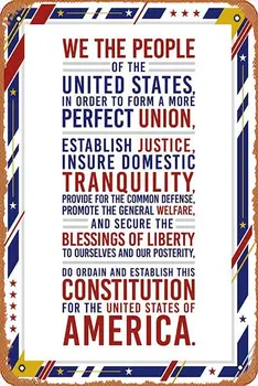 US Constitution Preamble; We the People; Metal Sign - 3 Sizes
