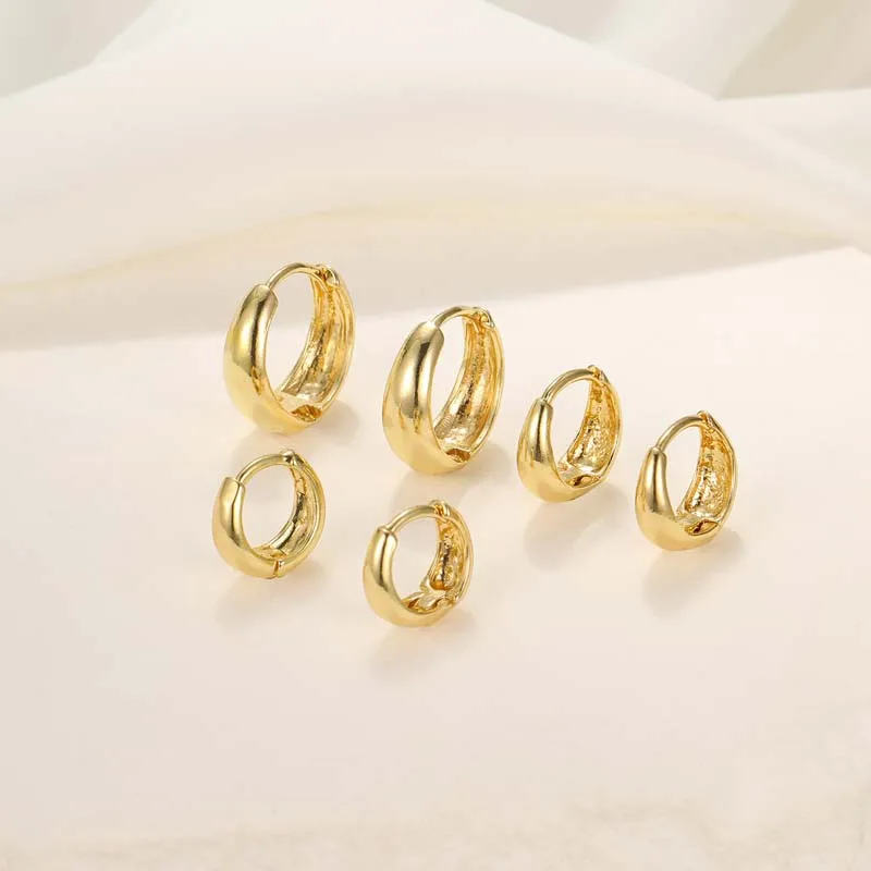 6Pcs New Minimalist Copper Metal hoop earrings Women Simple Circle Men's Small Earrings Punk Unisex Rock Piercing Jewelry