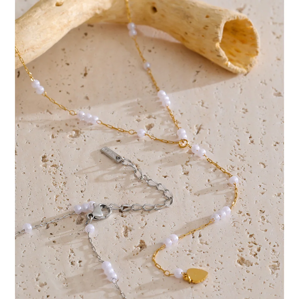 Yhpup Necklace Imitation Pearls Water Resistant