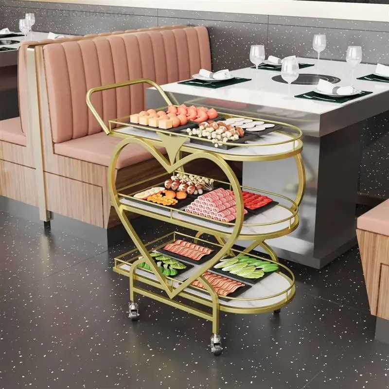 Nordic Mobile Trolley High-end Storage Car Hotel Wine Car Golden Multi-layer Iron Dining Restaurant Delivery