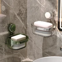 1PC Suction Cup Soap Box, Creative Draining Soap Box, Wall Mounted Bathroom Double-layer Soap Holder, No Punching Soap Holder