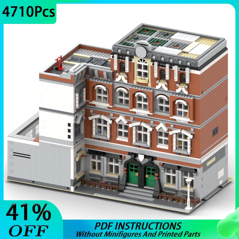 

MOC School Inverted Corner Modular City Street View Building Blocks DIY Creative Ideas House Educate Bricks Children Toys Gifts